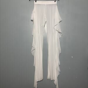 Vintage 90s Ruffle Mesh Pants Resort Spring Sheer Sexy Medium Rave Festival Y2K